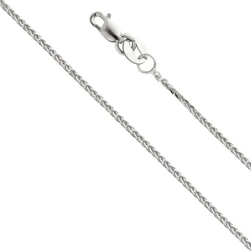Vista 6 de The World Jewelry Center 14k REAL Gold Solid 1mm, 0.8mm Braided Square Wheat Chain Necklace with Lobster Claw Clasp