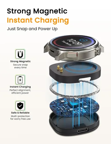 Vista 4 de Paquete de 2 cargadores de reloj Amazfit compatibles con T-Rex 3/Bip Max