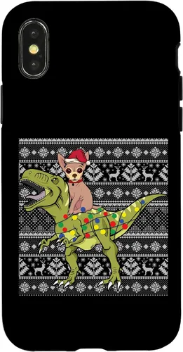 Vista 5 de iPhone 12 mini Chihuahua on Trex dinosaurio feo suéter navideño fresco divertido caso