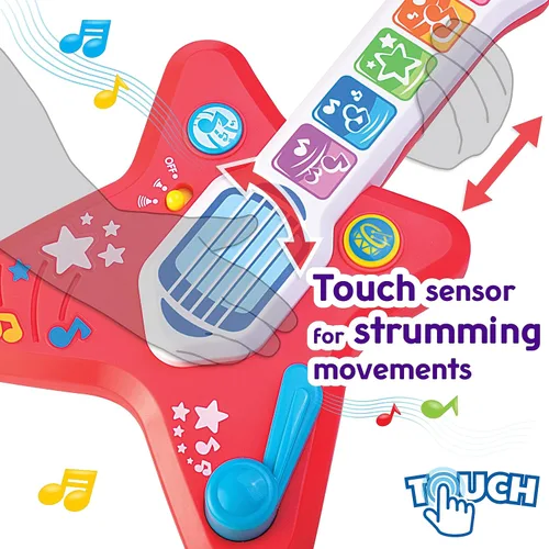 Vista 4 de HAP-P-KID Guitarra mágica táctil, juguete musical iluminado para niños pequeños con control de volumen, instrumento musical con sensor táctil