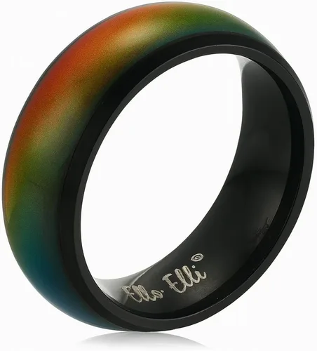 Vista 2 de Ello Elli Anillo de acero inoxidable con ajuste cómodo de 0.315 in que cambia de estado de ánimo tono platanegro