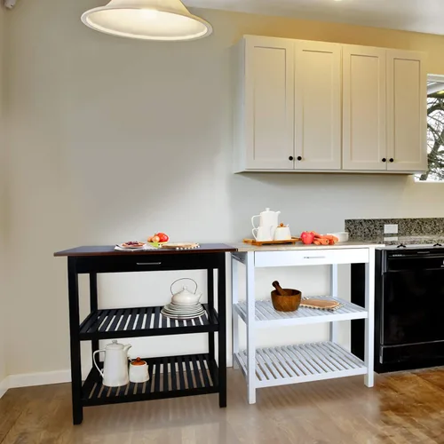 Vista 5 de Casual Home Isla de cocina de madera maciza, tapa de arce natural, base blanca (nueva) 40*20*36.5inch
