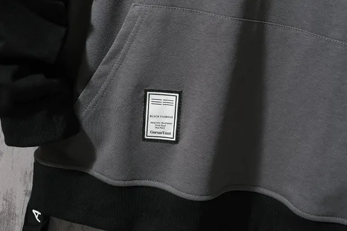 Vista 9 de GURUNVANI Sudadera con capucha de color de contraste para hombre Sudaderas con capucha de patchwork