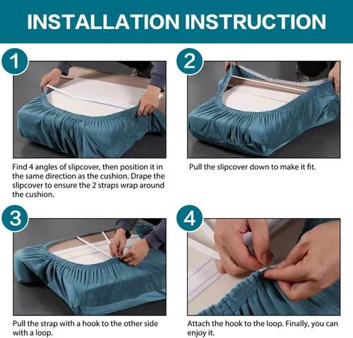 Vista 6 de Turquoize Funda de terciopelo para silla de cojín en forma de T, fundas de cojín en T para sala de estar, funda de sofá en forma de T, fundas
