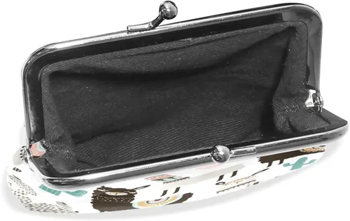 Vista 5 de Monedero retro con hebilla de cierre de beso, cartera pequeña para mujeres y niñas, Linda llama.