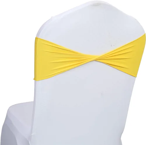 Vista 15 de MDS Paquete de 100 bandas de elastano para silla, bandas lisas sin hebilla, reutilizables, elásticas, para decoración de bodas, recepciones, Azul