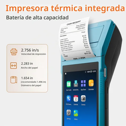 Vista 2 de Bisofice Impresora de recibos POS, Android 8.1 OS Mobile POS, impresora de recibos de 2.283 in, impresora PDA de pantalla táctil de 5.45 pulgadas