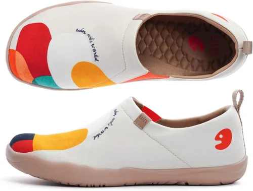 Vista 9 de UIN - Mocasines de mujer de tela, informales, ligeros, cómodos, a la moda, sin cordones, con estampado de arte chino, para caminar o ir de viaje