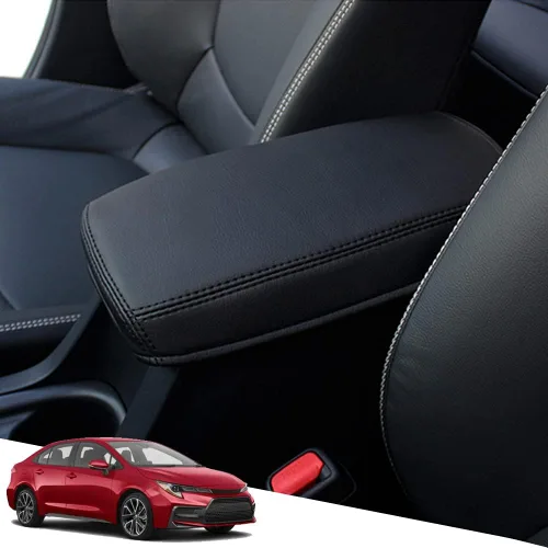 Vista 53 de Great-luck Funda de cuero para consola central, almohadilla para reposabrazos, accesorios de cubierta de caja (costuras rojas) para BMW X1 2023 2024