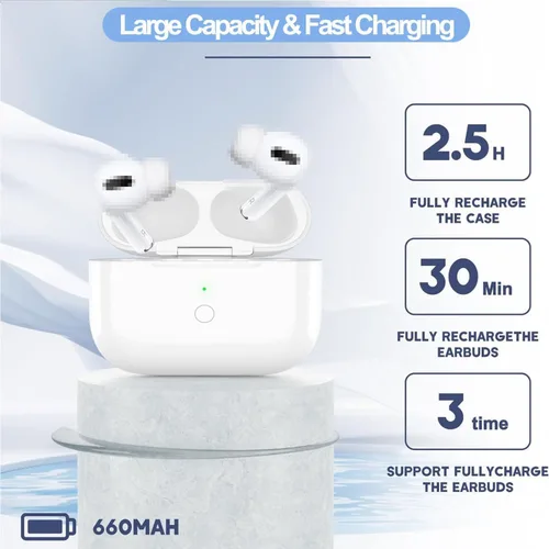 Vista 10 de Funda de carga USB-C para AirPods Pro y Pro2, compatible con AirPod Pro y Pro2 de repuesto, batería integrada de 450 mAh con botón de sincronización