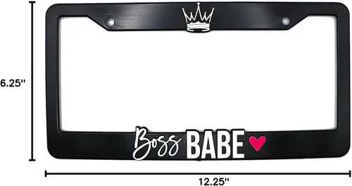 Vista 6 de Boss Babe - Marco de matrícula elevado 3D 1 paquete de cubierta para placa de automóvil Soporte universal para placa de automóvil negro de EE.