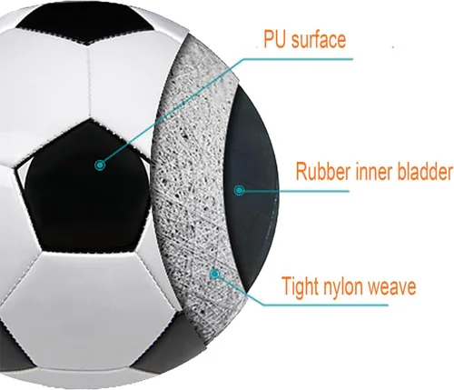 Vista 2 de Balón de fútbol tamaño 2, 3, 4, 5 con aguja de bomba, clásico, blanco, negro, más grueso, poliuretano, tejido apretado, adecuado para jóvenes, liga