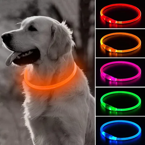 Vista 17 de BSEEN Collar de Perro Iluminado – Collar de Perro LED Visible a 360° Impermeable Recargable – Collar Brillante de TPU Cortable para Mascotas