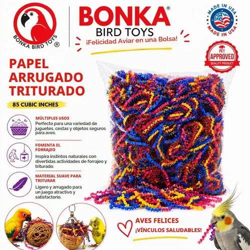 Vista 9 de Bonka Bird Toys 1654 Crinkle Shred Paper Multicolor