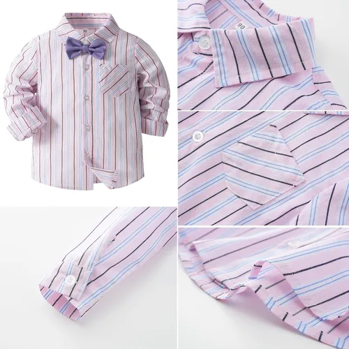 Vista 3 de Kimocat Baby Boys Long Sleeve Gentleman Bowtie Outfit Suits Set