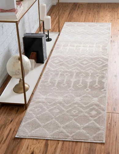 Vista 32 de Unique Loom Enrejado Marroquí Colección Trellis Geométrica Transicional Beige/Marfil Alfombra Área (10 pies 8 pulgadas x 16 pies 5 pulgadas)