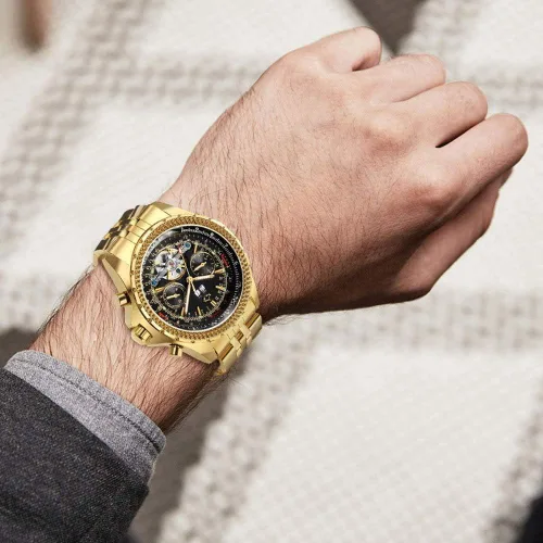 Vista 7 de Gute Relojes para hombre, mecánico automático de acero inoxidable impermeable para hombre, reloj de pulsera multifuncional de lujo de cara grande