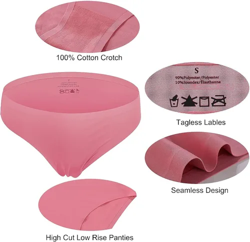 Vista 5 de FINETOO - Paquete de 12 unidades de ropa interior de corte hipster sin costuras para mujer calzones invisibles, suaves y elásticos, talla XS-XL