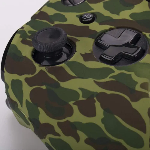 Vista 5 de Water Transfer Printing Camouflage Silicone Cover Skin Case for Microsoft Xbox One X & Xbox One S Controller x 1(Forest) with PRO Thumb Grips x 8