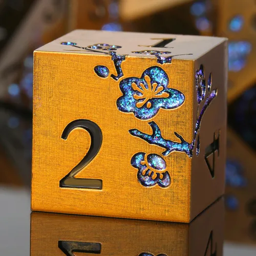 Vista 21 de DNDND - Dados de diseño antiguo, 7 dados de metal de latón con caja de metal para juegos de mesa como Dungeons and Dragons