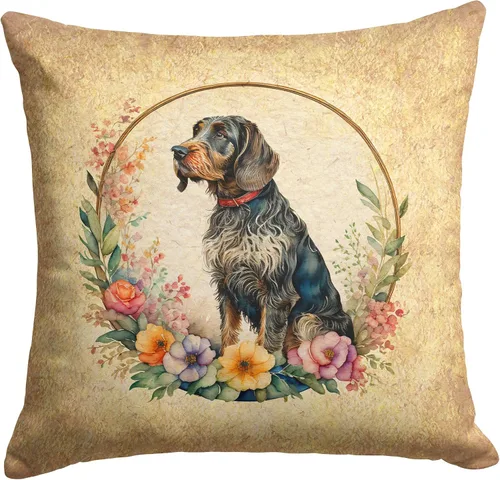 Vista 282 de Caroline's Treasures DAC2072PW1414 Affenpinscher and Flowers - Almohada decorativa de tela, lavable a máquina, para interiores y exteriores
