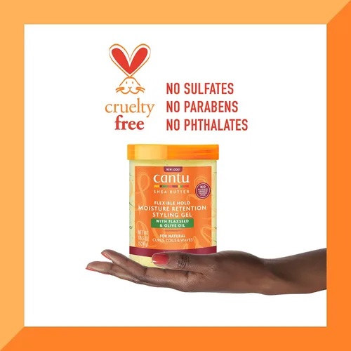 Vista 8 de Cantu Gel para peinar con retención de humedad con linaza y aceite de oliva, fijación flexible por Cantu para unisex, gel de 18.5 onzas