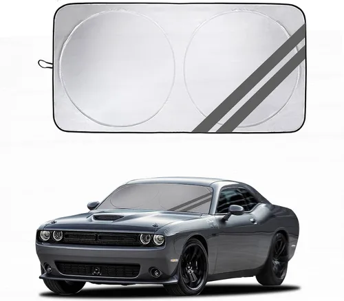 Vista 17 de Parasol para parabrisas delantero para Dodge Charger Challenger Durango Journey Ajuste universal para todos los coches Dodge Visor de sol plegable