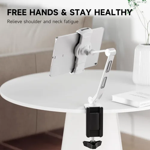 Vista 12 de suptek Soporte de escritorio de aleación de aluminio para teléfono celular, soporte para tableta de 360° y soportes ajustables para iPad, iPhone