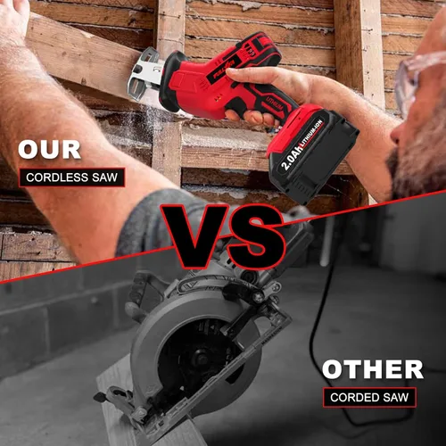 Vista 5 de FULLYEA Reciprocating Saw Cordless, 0-3500 SPM Power Reciprocating Saws with 4 Blades & 2 Batteries, Tool‑Free Blade Change, Electric Handheld Saw