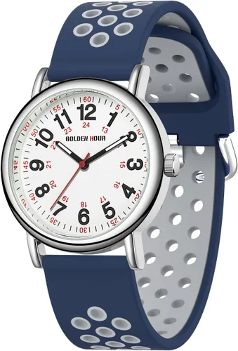 Vista 23 de GOLDEN HOUR - Reloj de enfermera impermeable para profesionales médicos, estudiantes, mujeres y hombres, esfera luminosa de fácil lectura, 24 horas