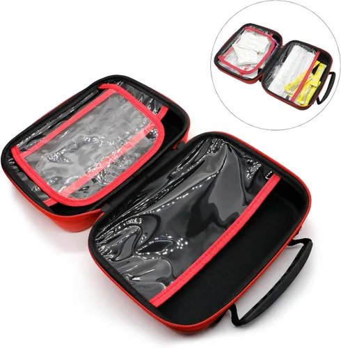 Vista 6 de Faylapa Bolsa de primeros auxilios de viaje, bolsa vacía de primeros auxilios, 9 x 7 x 3 pulgadas, bolsa organizadora de primeros auxilios portátil