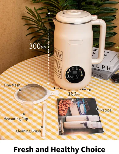 Vista 8 de Máquina para hacer leche de nuez 8 en 1, máquina automática de leche de soja de 50 onzas con 10 cuchillas, licuadora para leche a base de plantas