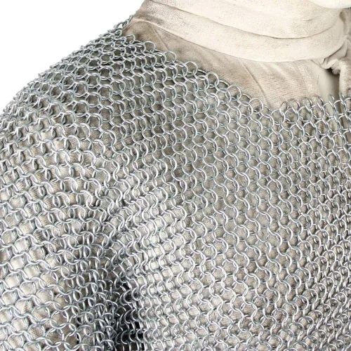 Vista 2 de Camisa larga medieval renacentista Haubergeon réplica guerrero Chainmail Armor XL