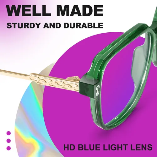 Vista 8 de VISOONE - Paquete de 2 anteojos de bloqueo de luz azul de gran tamaño con elegante marco cuadrado TR90 y patillas metálicas para mujeres y hombres
