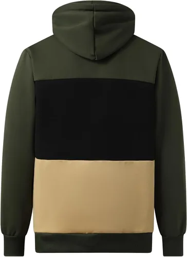 Vista 4 de LQHHYLYX Sudadera con capucha para hombre, diseño de panel multicolor, de forro polar, manga larga, para deportes