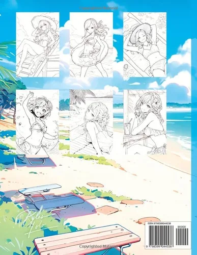 Vista 2 de Anime Coloring Book Beach Girls Edition (Anime Coloring Books)