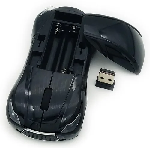 Vista 3 de Ratón inalámbrico para coche 2.4 GHz 3D DPI 1600 Cool Sport USB Gaming Mouse ratones para PC Ordenador Portátil Portátil Negro