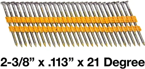 Vista 2 de 2-3/8 pulgadas x .113 (8d) 21 grados de plástico de 21 grados en tira de plástico - (caja pequeña) ~ 700 clavos