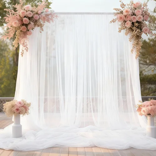 Vista 18 de Cortinas de fondo de tul azul de 10x10 para fiestas, cortina de fondo transparente para fotos de boda, cortinas para baby shower, fotografía, fiesta