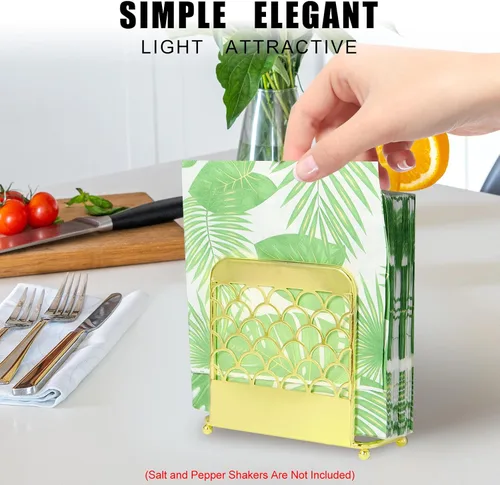 Vista 4 de Servilletero para mesa, servilleteros dorados para servilletas de papel y mesas de comedor de cocina y encimeras, elegante dispensador