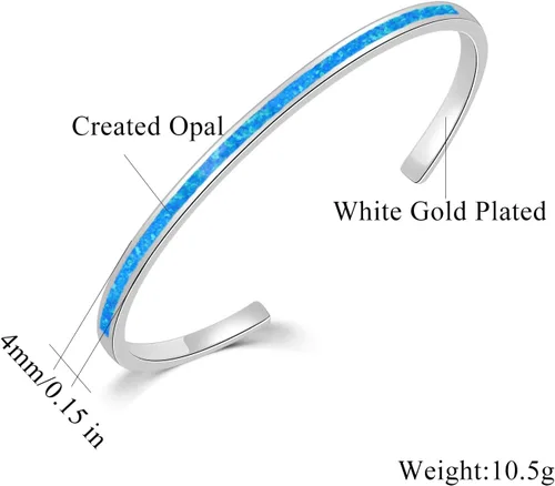 Vista 3 de CiNily Pulsera de ópalo para mujer, chapada en oro, hipoalergénica, con piedras preciosas abiertas