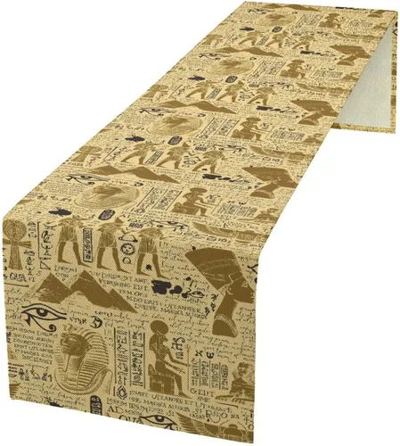 Vista 45 de Camino de mesa vintage azteca, abstracto geométrico, tribal, étnico, nativo, vintage, americano, patrón del suroeste para el hogar, cocina
