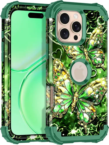 Vista 96 de Miqala Funda para iPhone 12, iPhone 12 Pro, que brilla en la oscuridad, tres capas, resistente a los golpes, protección de plástico duro + funda