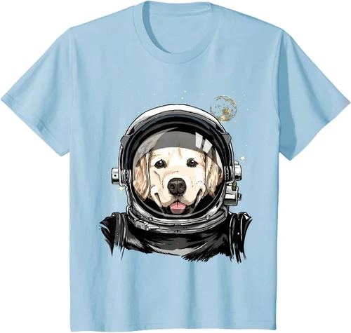 Vista 9 de Camiseta para amantes de los perros de los astronautas del espacio exterior Golden Retriever Lover, Negro