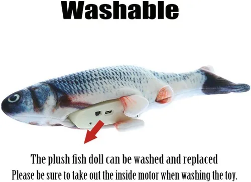 Vista 5 de QIAONIUNIU Juguetes de peluche interactivos de peces móviles eléctricos