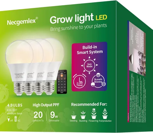 Vista 7 de Bombillas inteligentes de crecimiento para plantas de interior, temporizador programable y atenuación Full Spectrum Plant Grow Bulbs, Dimmable