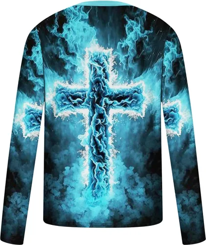 Vista 5 de Camisetas de manga larga para hombre, camisetas gráficas divertidas, camisetas de cuello redondo grandes y altas, camisetas deportivas casuales