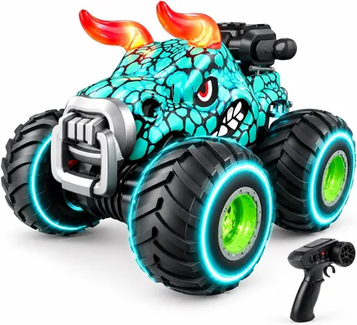 Vista 8 de Monster Truck Toys, coche de control remoto 1:18 con luz y música Verde