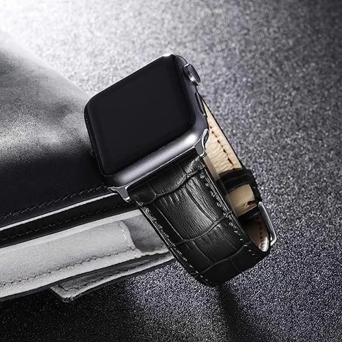 Vista 3 de Correa de cuero genuino compatible con Apple Watch Band de 1.496 in 1.575 in 1.614 in 1.654 in 1.732 in 1.772 in 1.811 in 1.929 in, mujeres