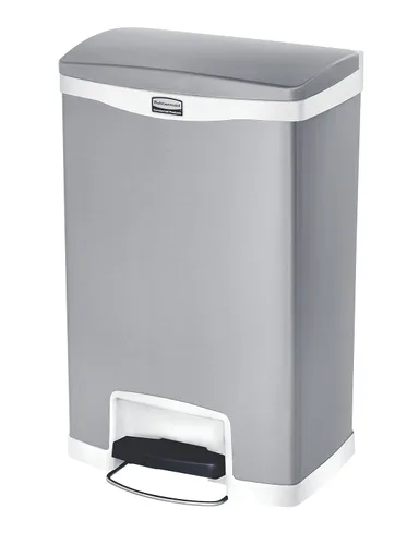 Vista 16 de Papelera acero inoxidable con pedal Rubbermaid Commercial Slim Jim, Negro (Black Trim), 1